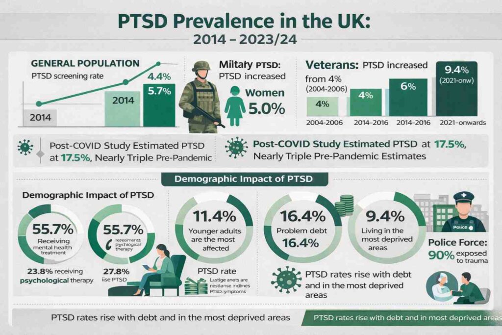 Statistics and Trends of PTSD in the UK  